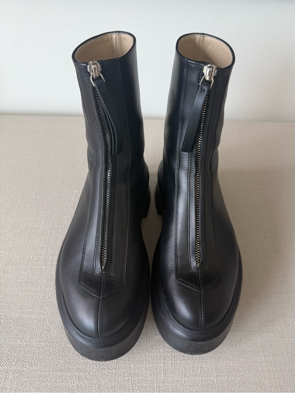 The Row Black Leather Boots - Picture 1 of 6